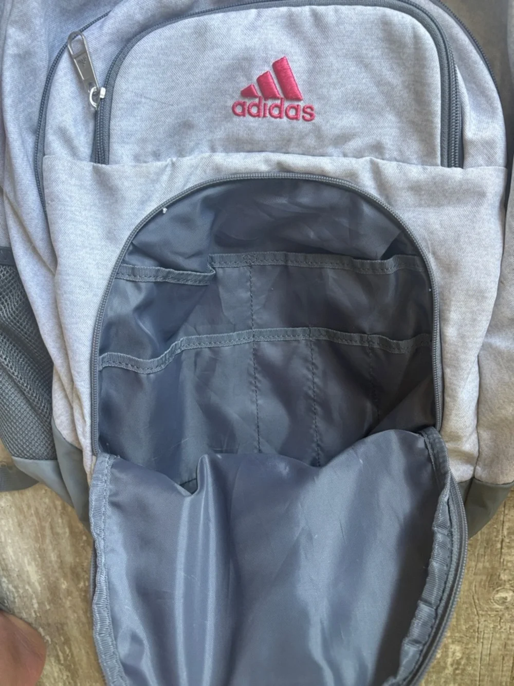 adidas Heather Gray Backpack with Pink Trim - Picture 4 of 8